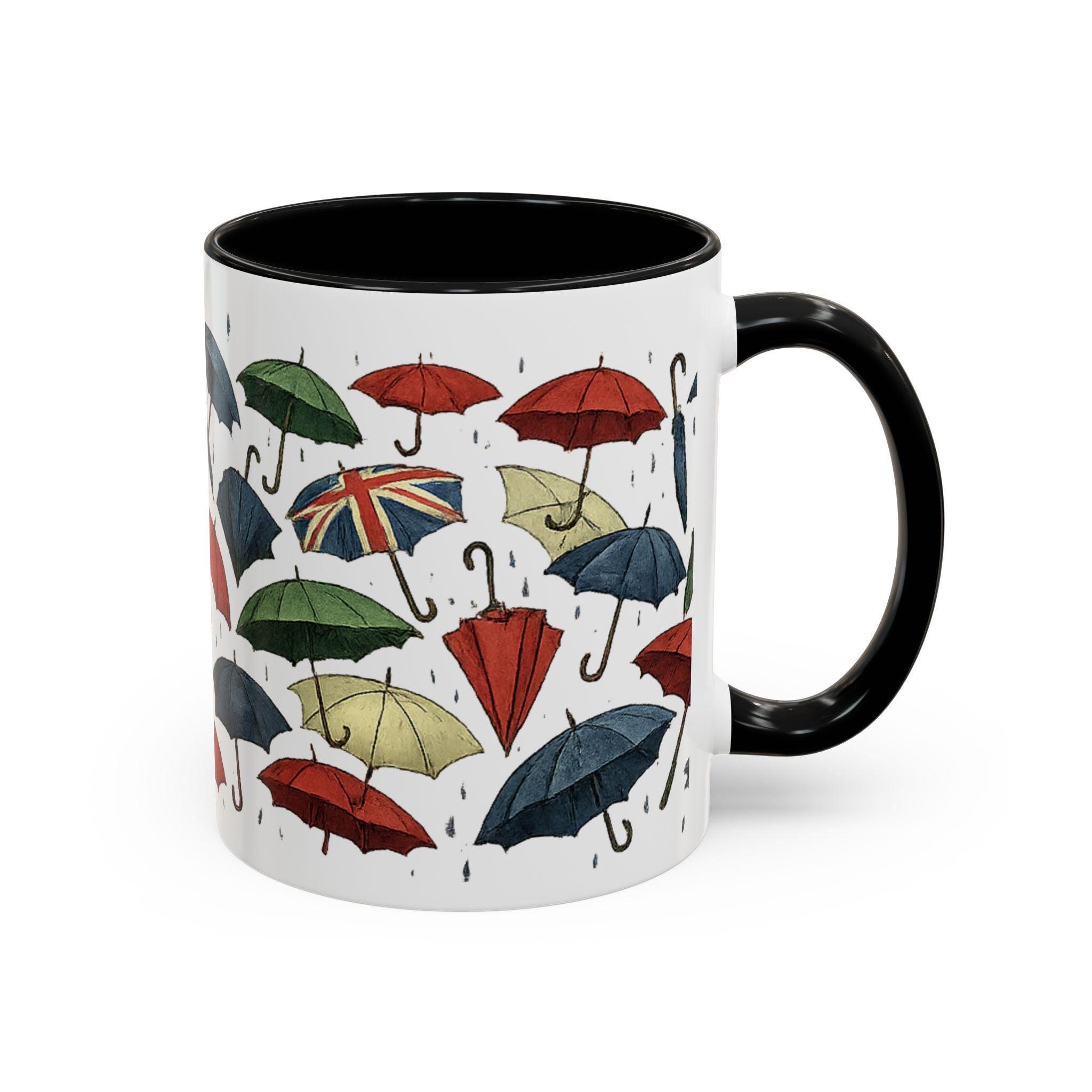 British Rain Mug, Tut Tut Looks Like Rain Mug, Funny British Saying Mug, Umbrella Pattern Mug, UK Gift, Anglophile Mug, Rainy Day Cup
