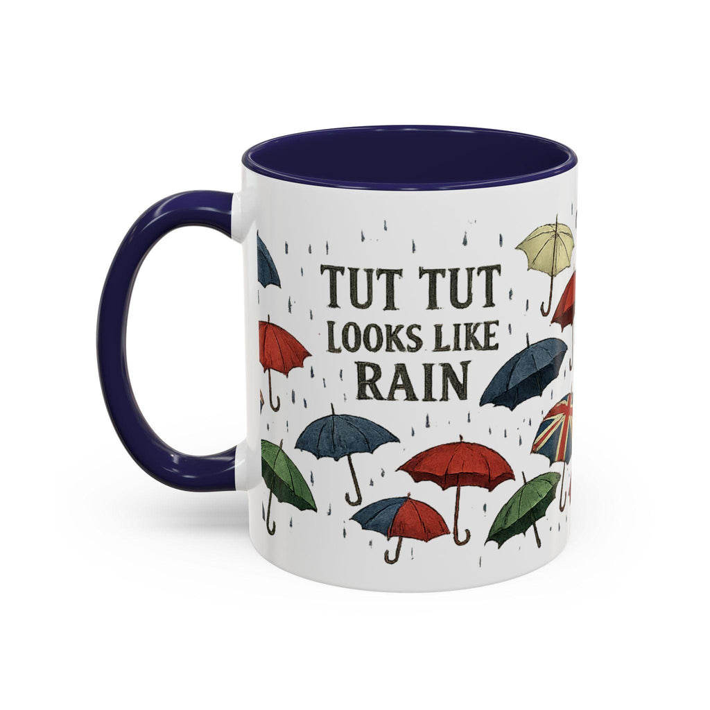 British Rain Mug, Tut Tut Looks Like Rain Mug, Funny British Saying Mug, Umbrella Pattern Mug, UK Gift, Anglophile Mug, Rainy Day Cup