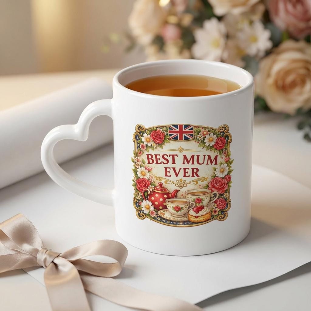 Best Mum Ever Mug | British Mothers Day Gift | English Tea Lover Mug |  Vintage Floral Mum Mug | UK Mum Gift | Anglophile Tea Cup Design